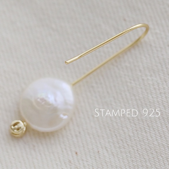 Natural Pearl Earrings | 14k Gold Plated - Picture 6 of 10